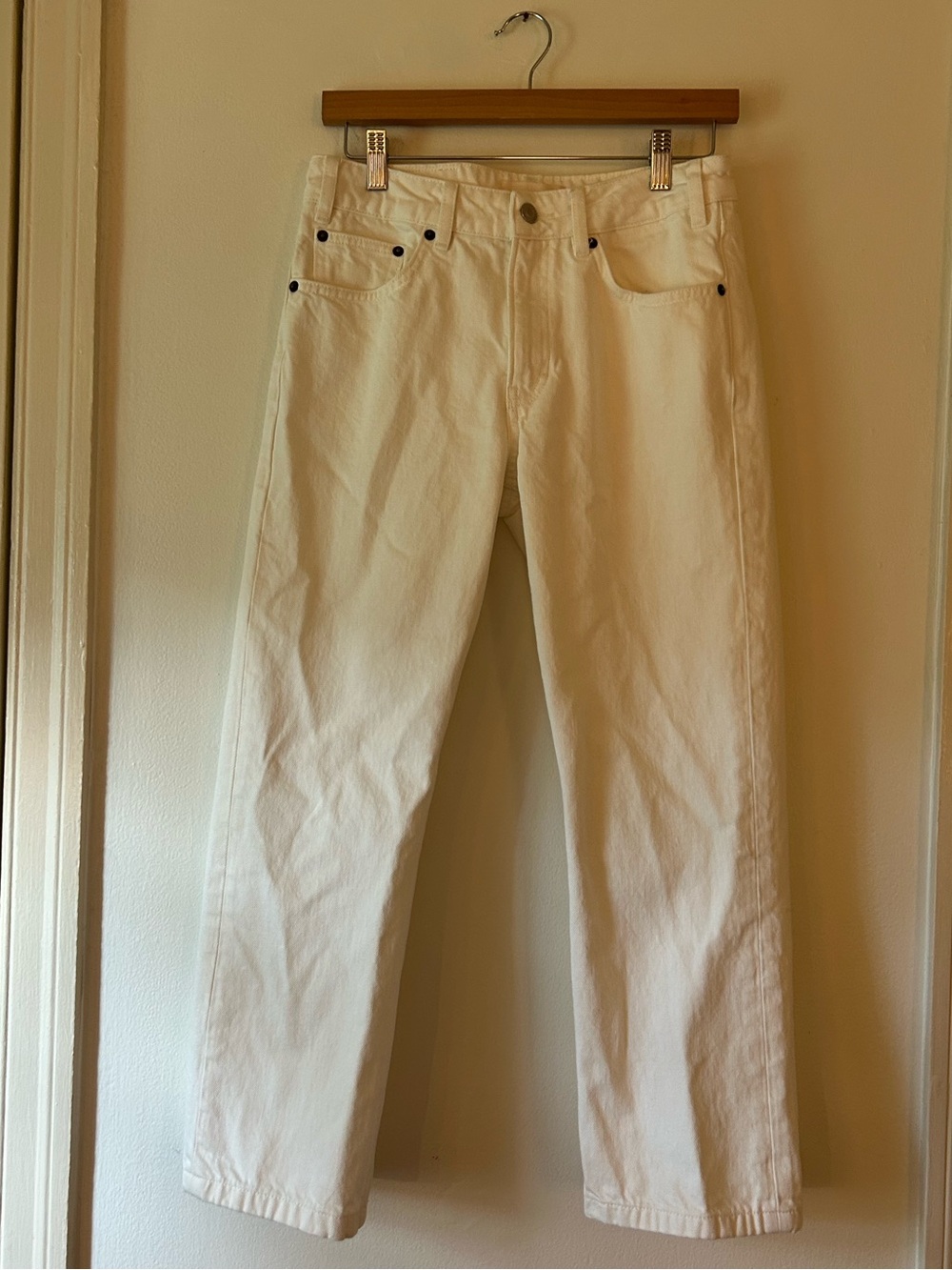 Jeanerica Cropped Natural White Straight Leg Sisli Jeans Size 27